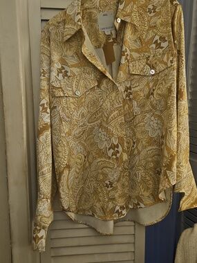 C/MEO Collective Mens Yellow Paisley Lightweight Shirt Jacket